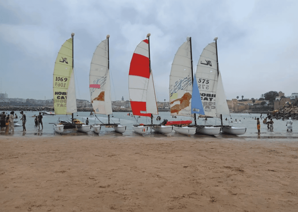 Flotte de catamarans sur la plage